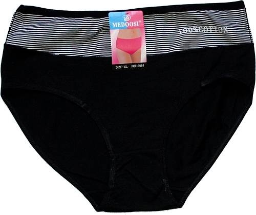 Dámské kalhotky do pasu 100% COTTON 6961 černá