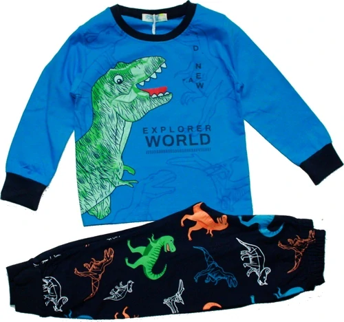 Dětské pyžamo chlapecké svítící ve tmě DINO 3830 azurové