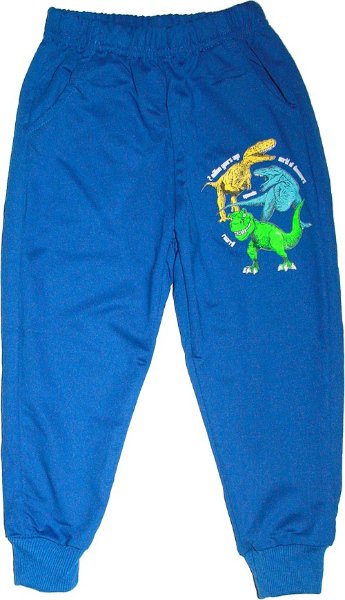 Slabé dětské tepláky pro kluky DINOSAUŘI H3048 modré