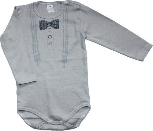 Dětská body dlouhý rukáv s potiskem pro miminka šedá 197/G109 vel. 92