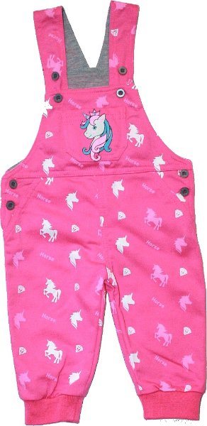 Dětské tepláčky s laclem Jednorožec 3327 růžová JE vel. 74, 86, 92