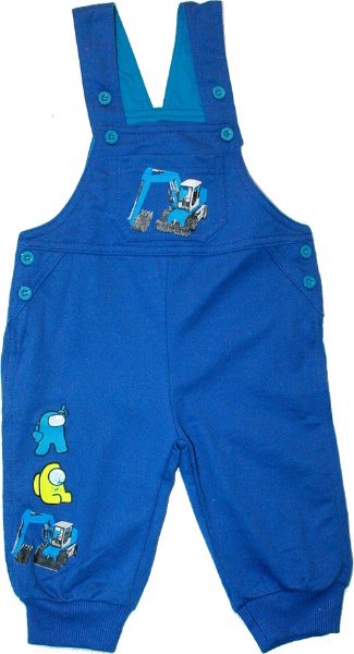 Dětské tepláčky s laclem nakladač 7735 modré vel. 74