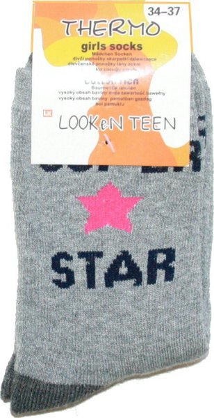 Dětské termo ponožky dívčí teplé šedá star