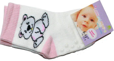 Kojenecké ponožky pro holčičky s protiskluzem ABS smetanová