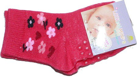 Kojenecké ponožky pro holčičky s protiskluzem ABS malinové