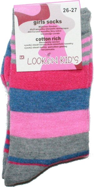 Dětské ponožky klasické dívčí 7963 růžová pruhy