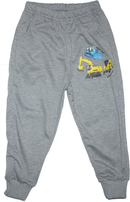 Dětské chlapecké tepláky BAGR, NAKLADAČ, BULDOZER 1129 šedá