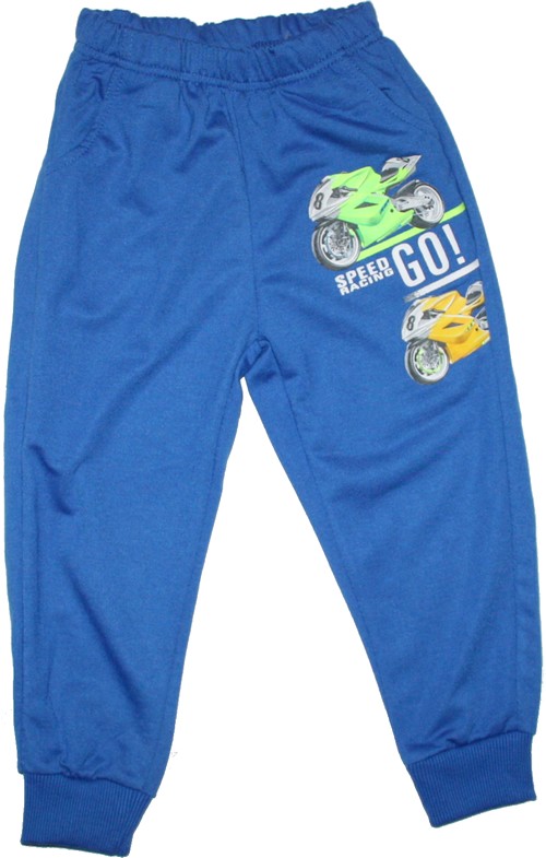 Dětské chlapecké tepláky DVĚ MOTORKY pro kluky 1112 modré 