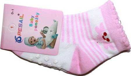 Protiskuzové dětské kojenecké ponožky ABS růžové pr