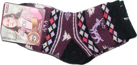 Dětské termo ponožky vzorové s králičími chlupy 02 -- 251/36