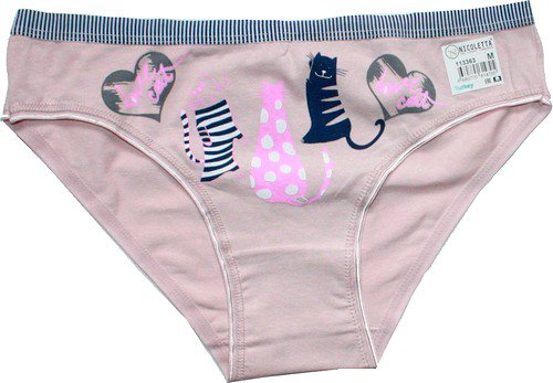 Dámské kalhotky do boků s potiskem kočičky 113363 - 597/12