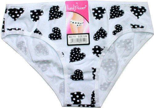 Dámské bokové kalhotky motiv srdíčka bílé 711
