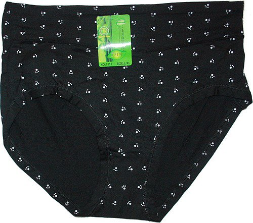 Dámské kalhotky do pasu bambusové jemné tapičky černé 1818 - 603/150 vel. L/XL