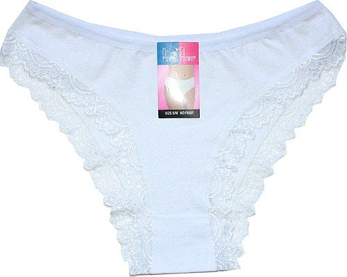  Dámské bokové krajkové kalhotky bílé 6507 