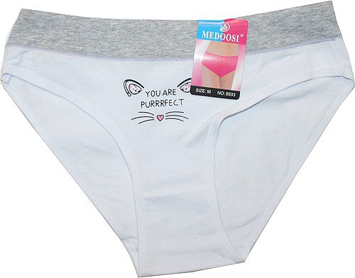 Dámské kalhotky do boků KOČKA bílá 8933 