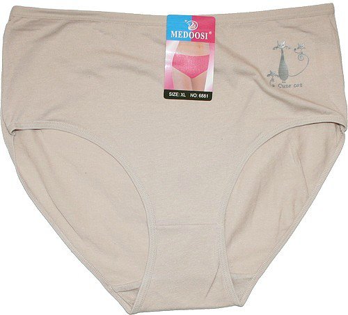 Dámské kalhotky jednobarevné do pasu Kočičky krémové 6881 - 599/135 vel. XXL