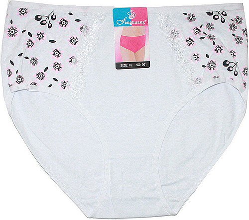 Dámské kalhotky do pasu s kytičkový vzor bílé 901 - 591/119