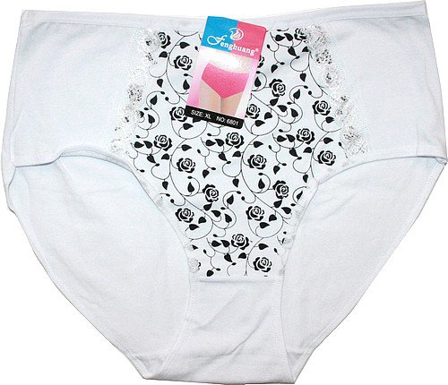 Dámské kalhotky do pasu s kytičkový vzor bílé 6801 - 591/139