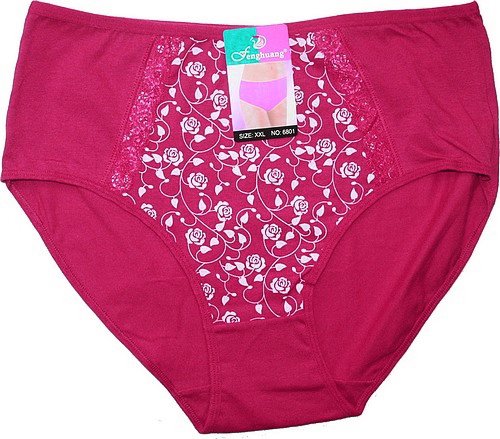 Dámské kalhotky do pasu s kytičkový vzor vínové 6801