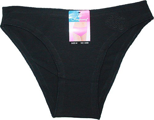 Dámské bokové kalhotky s výšivkou nožiček 3308 černé  - 601/56