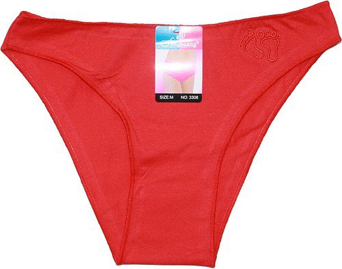 Dámské bokové kalhotky s výšivkou nožiček 3308 červené  - 601/59