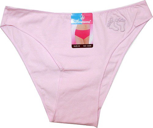 Dámské bokové kalhotky s výšivkou nožiček 3308 růžové  - 601/62