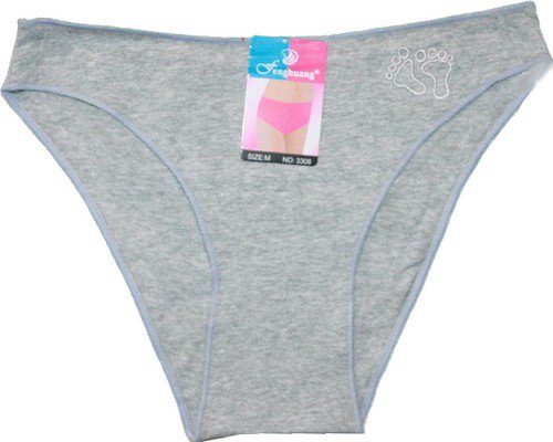 Dámské bokové kalhotky s výšivkou nožiček 3308 šedé 