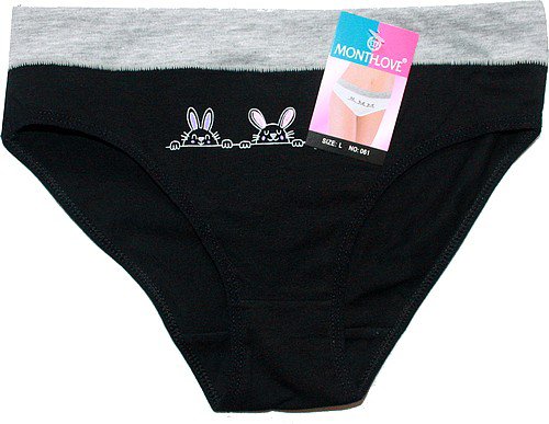 Dámské kalhotky do boků černé zajíčci 061 - 593/154