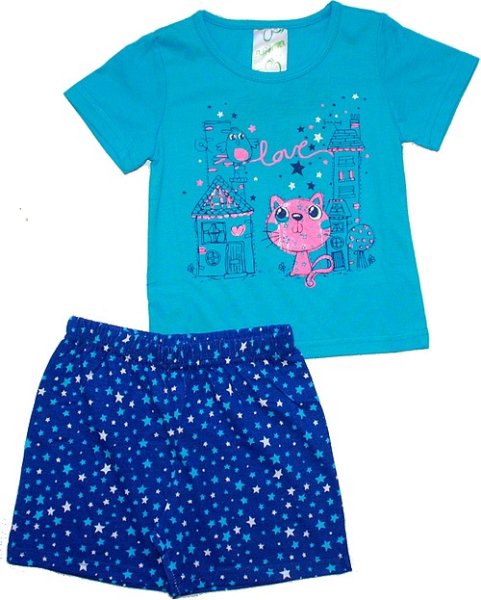 Dívčí pyžamo, letní komplet 392 azurové 502/1 vel. 98