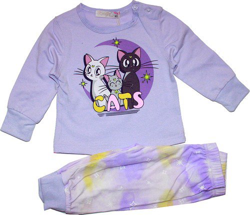 Dívčí pyžamo s potiskem kočičky 1351 lila 873/1 vel. 80