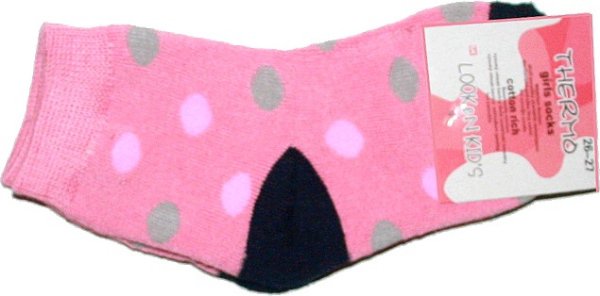 Dětské dívčí termo ponožky teplé se vzorem 70211 růžové - 256/12