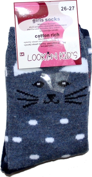 Dívčí ponožky klasické pro holky 7971 kočka