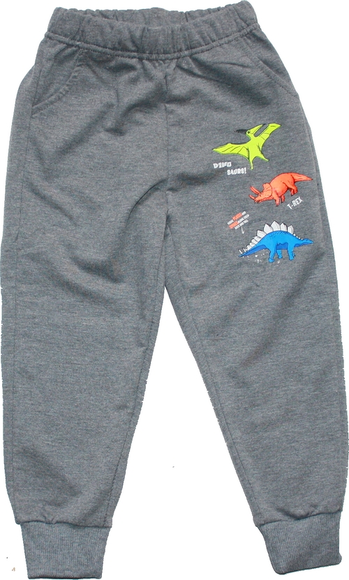 Dětské tepláky, chlapecké tepláky šedé DINOSAUŘI 3446 slabé 