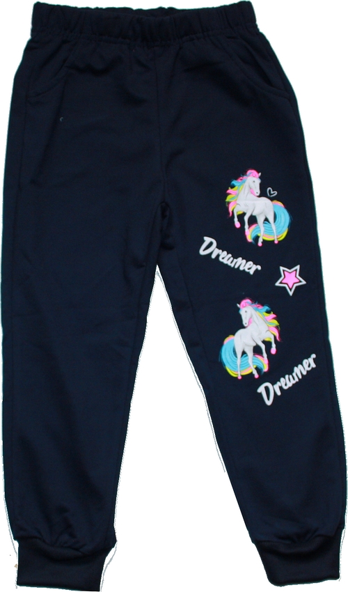 Dívčí tepláky dva koně modré 2227 slabé 585/1 vel. 116