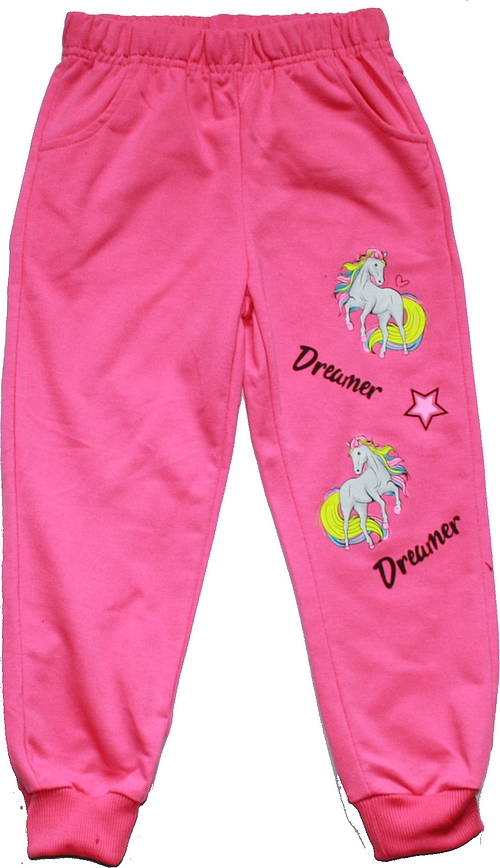 Dívčí tepláky dva koně růžové 2227 slabé 585/13 vel. 116