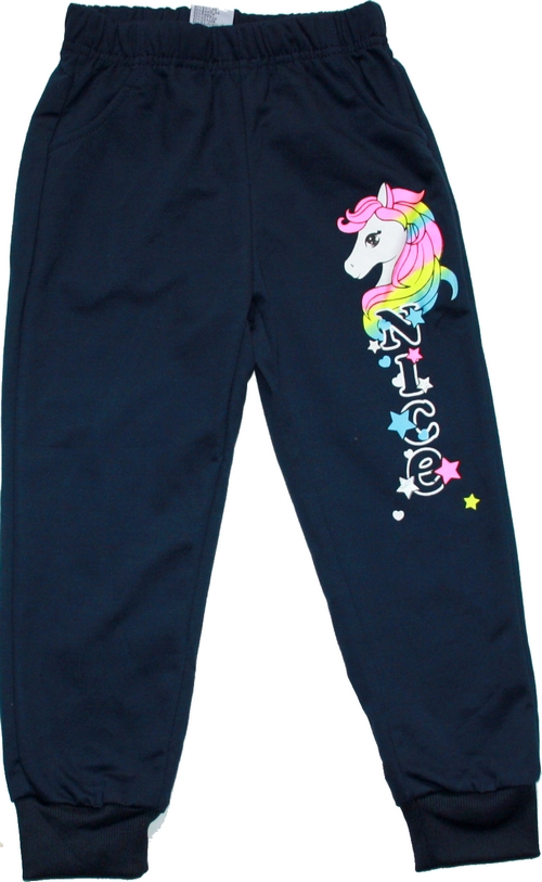 Dětské tepláky, dívčí tepláky JEDNOROŽEC slabé 2226 modré 585/20 vel. 122