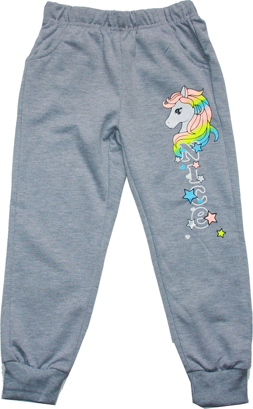 Dětské tepláky, dívčí tepláky JEDNOROŽEC slabé 2226 šedé 585/26 vel. 122