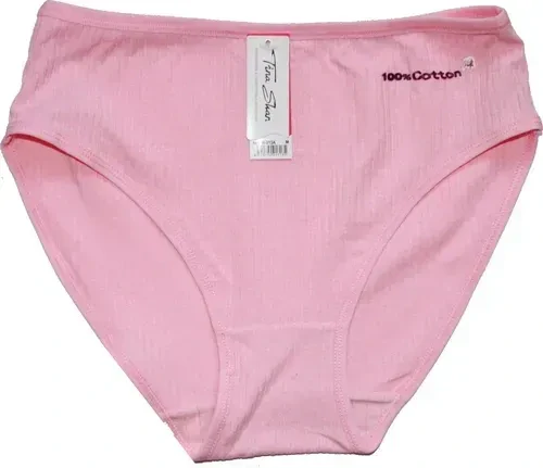 Dámské kalhotky 100% bavlna do pasu žebrované M401A růžové