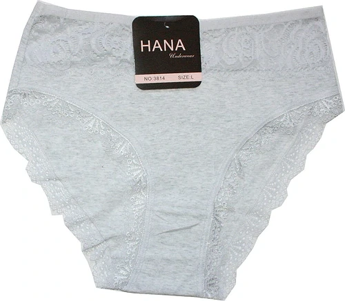 Dámské kalhotky do pasu s krajkou 3814 světlá šedá