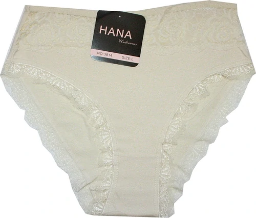 Dámské kalhotky do pasu s krajkou 3814 žlutá