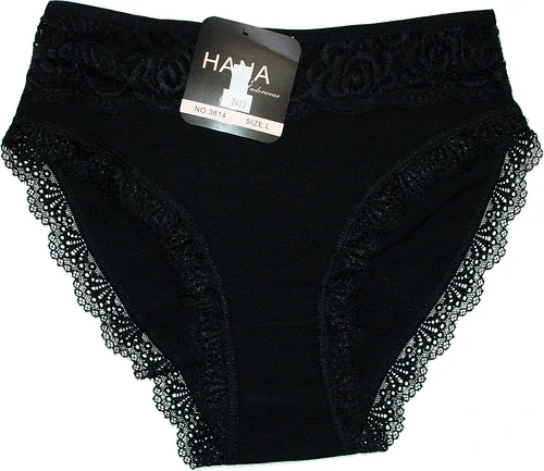 Dámské kalhotky do pasu s krajkou 3814 černé 607-33