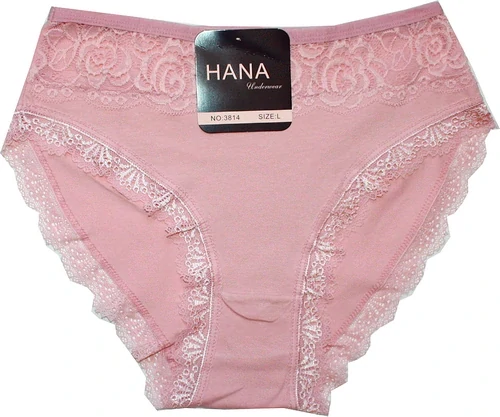Dámské kalhotky do pasu s krajkou 3814 růžové 607-36
