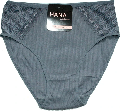 Dámské kalhotky do pasu žebrové s krajkou 38297 šedá TM 607-61