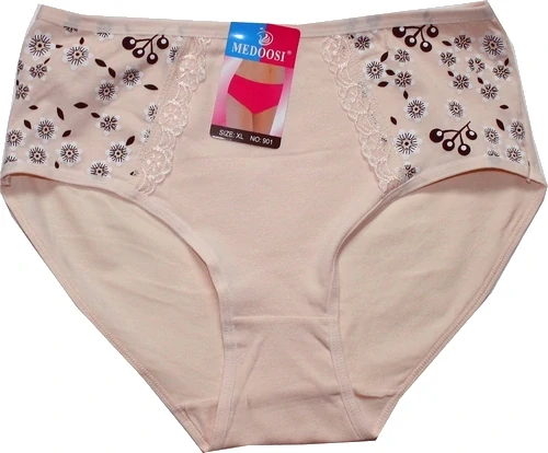 Dámské kalhotky do pasu květiny a krajka na boku 901 RŮS 599-86