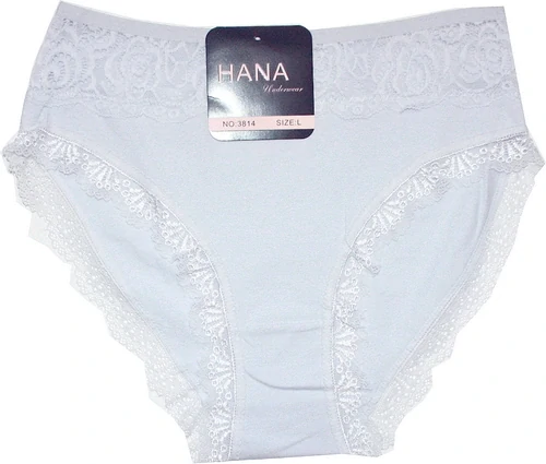 Dámské kalhotky do pasu s krajkou 3814 bílá melír