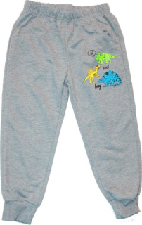 Dětské chlapecké tepláky slabé DINOSOUŘI 3303 šedé S