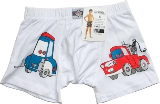 Dětské boxerky chlapecké s obrázkem auta 60597 bílé