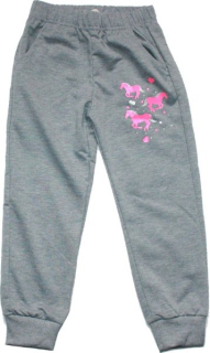 Dívčí tepláky dětské slabé se třpytivými koníky 2067 šedé