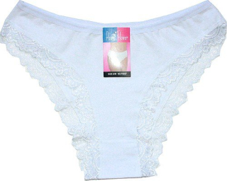  Dámské bokové krajkové kalhotky bílé 6507 