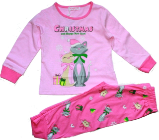 Dívčí pyžamo 2 Kočičky svítící ve tmě 3825 CHRISTMAS růžové SV vel. 98